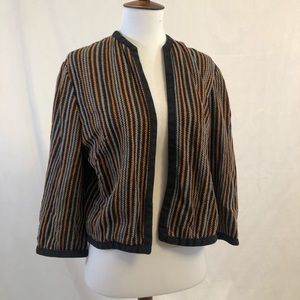 Vintage Striped Three-Quarter Sleeve Jacket